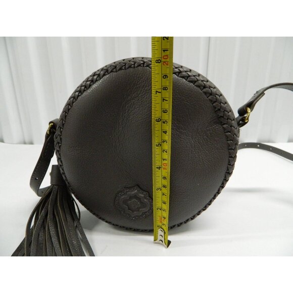 Oryany Kaye Round Whip Stitch Pebbled Leather Crossbody Bag Tassel & Adj Strap - Picture 9 of 16